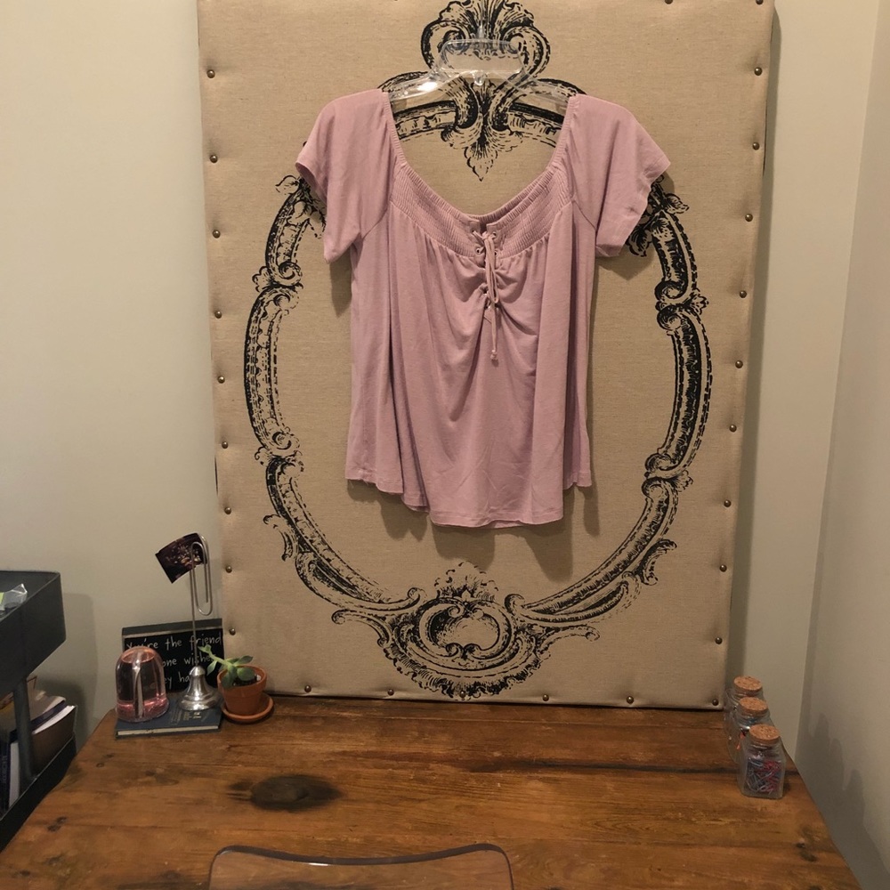 American Eagle Off The Shoulder Pink Top